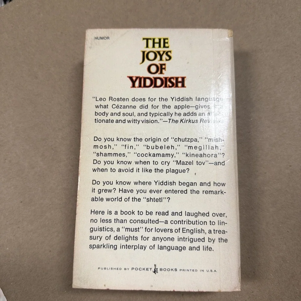 The‎ Joys Of Yiddish by Leo Rosten 1973 Pocket Books Press Paperback